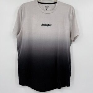 Hollister Mens XL Tee Shirt White Black Ombre Y2K Skater Preppy Curved Hem‎